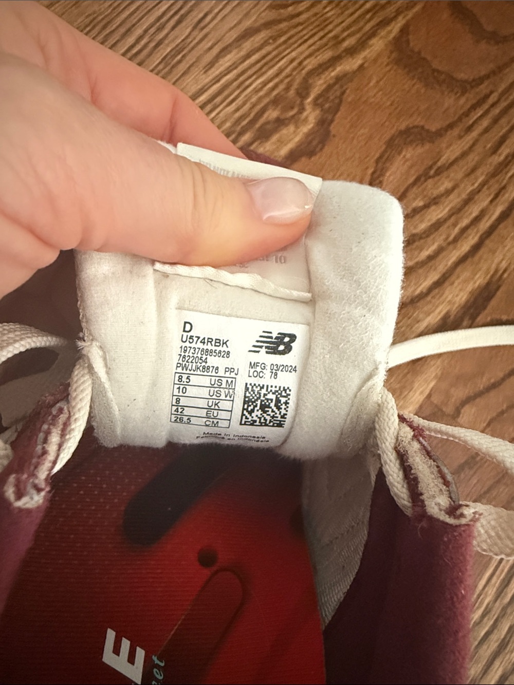 New Balance Maroon Suede Mesh Sneakers with White 'N' Accents - Picture 9 of 12